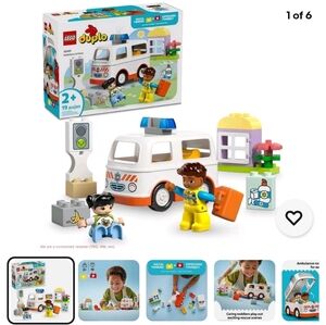 New Open Box LEGO DUPLO Town Ambulance & Driver Building Toy for Toddlers 10447